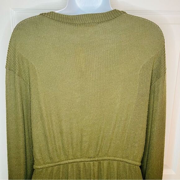 Francescas Miami Christina Button Front Rib-Knit Jumpsuit Olive Green M NWT - Picture 8 of 12